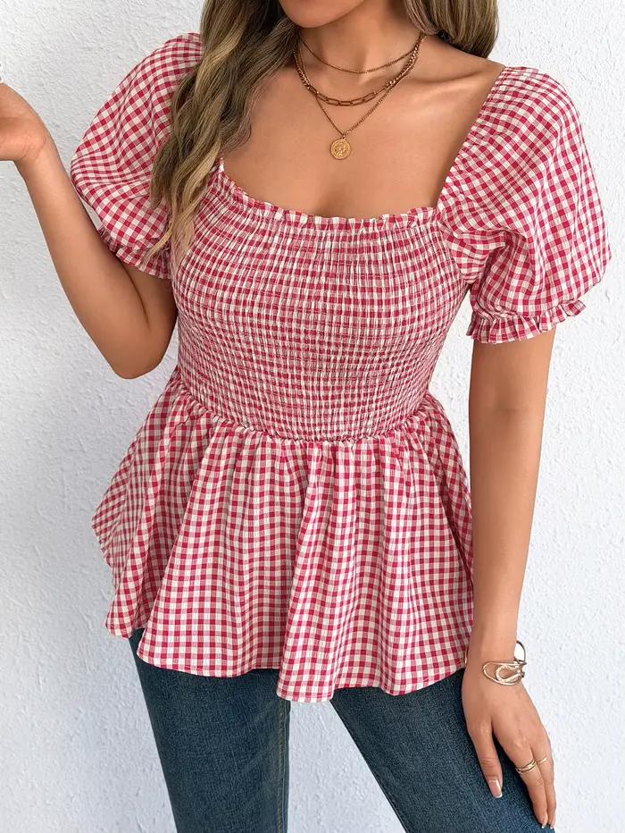 Pull-over élégant à imprimé écossais pour femme