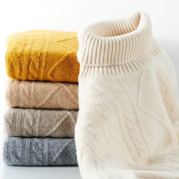 Pull en laine mérinos 100% pour femmes, col roulé, manches longues, pour hiver et automne, élégant et doux, à offrir pour les occasions spéciales