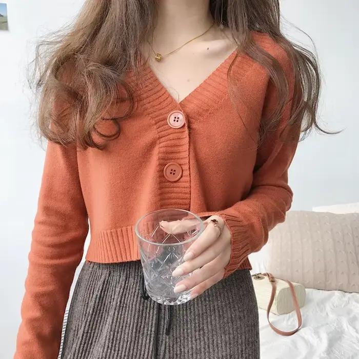 Cardigan court en tricot pour femme