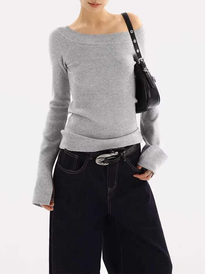 Pull à épaules dénudées pour femme