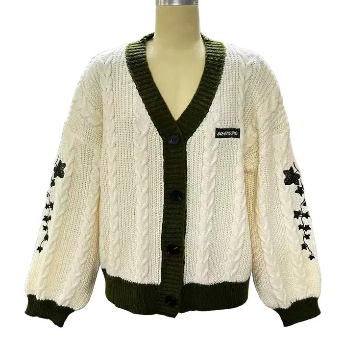 Evermore Cardigan Taylor Version vigne verte brodé boutonné câble tricot pull femmes automne hiver tenue Vintage