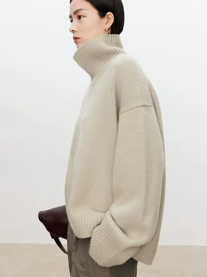 Pull à col roulé en pur cachemire pour femme