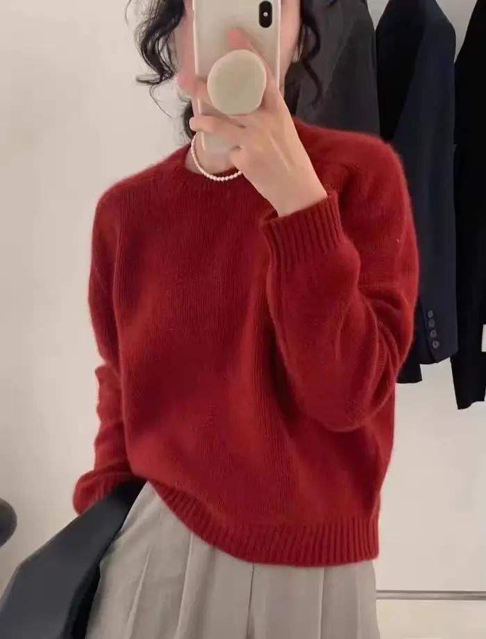 Pull ample décontracté en laine pour femme