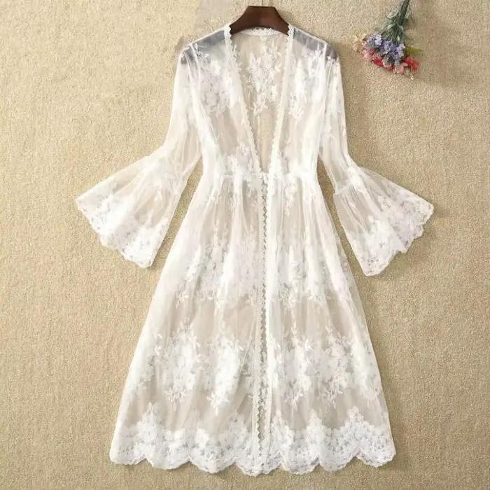 Cardigan en dentelle florale pour femmes