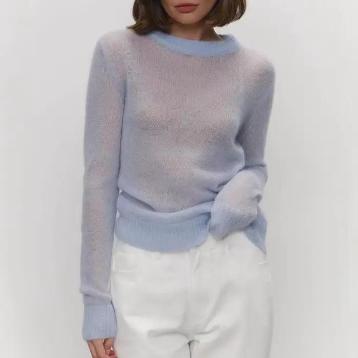 Pull à manches longues et col rond pour femme