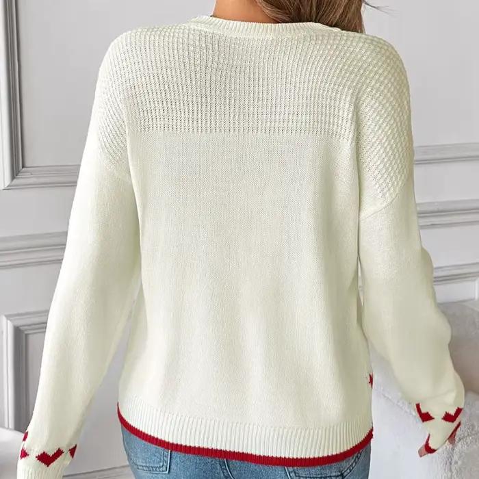 Pull en tricot à motif cœur