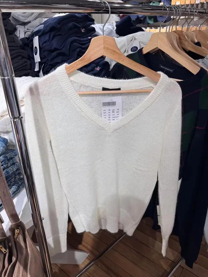 Beige col en v tricoté pull femmes automne hiver décontracté doux à manches longues