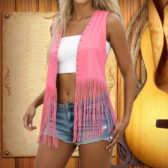 Vintage gland gilet femmes veste mode ouvert devant sans manches Hippie vestes