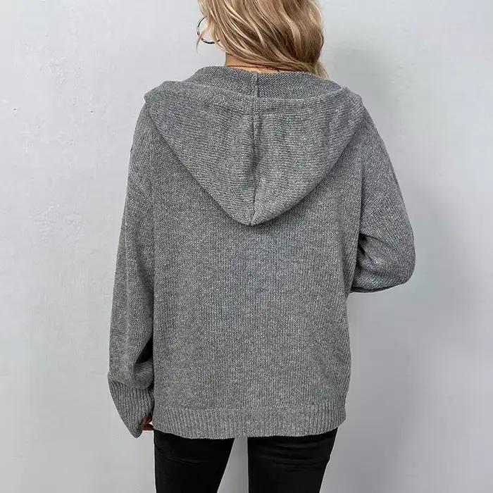 Cardigan tricoté à capuche pour femmes