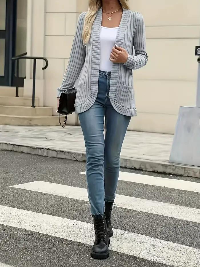 Pull cardigan sur le devant élégant pour femme