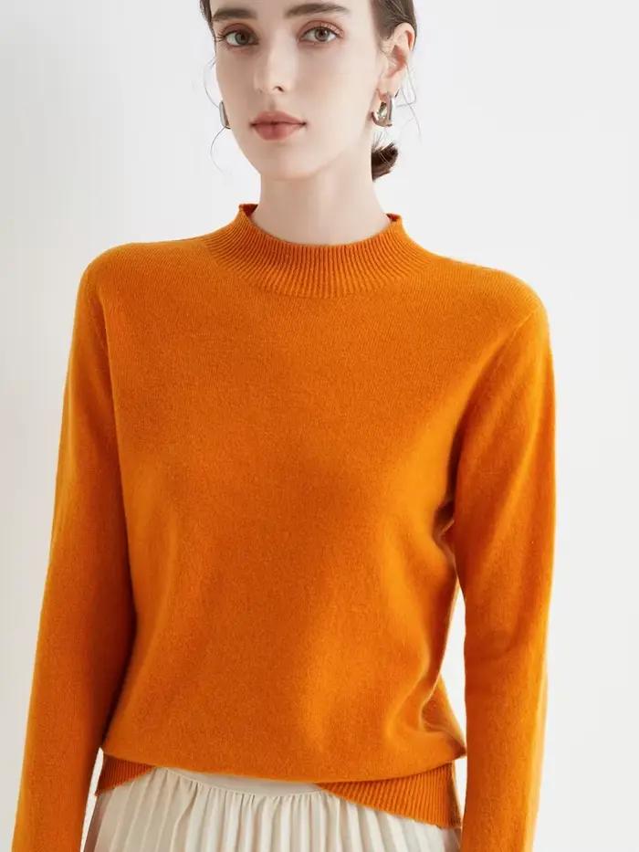 AOSSVIAO 2026 Automne Hiver Pull Col Montant Uni pour Femme