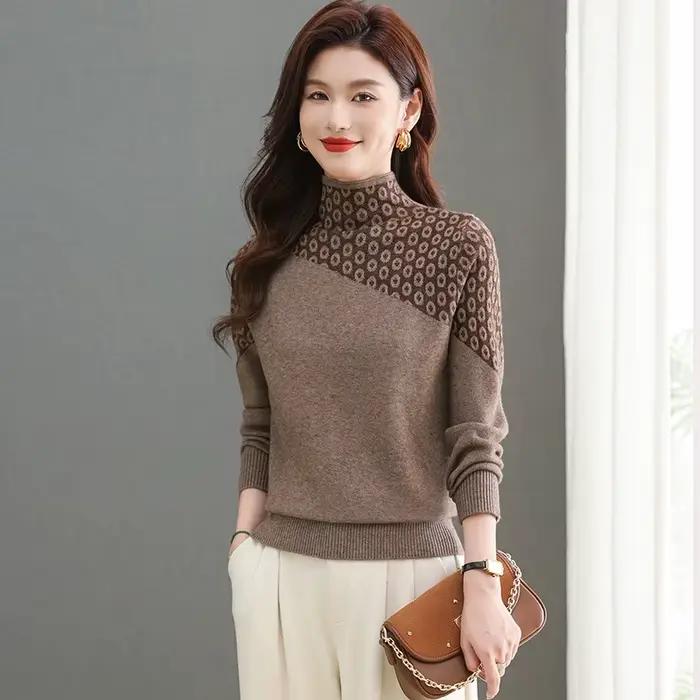 Pull mode coréenne basique tricoté hauts femmes