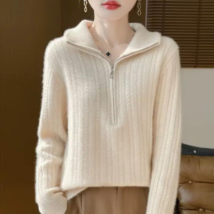 Pull épais torsadé en laine d'hiver