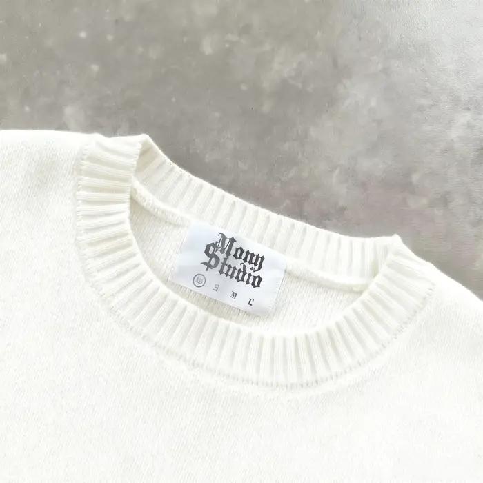 Pull brodé Y2K blanc à manches longues