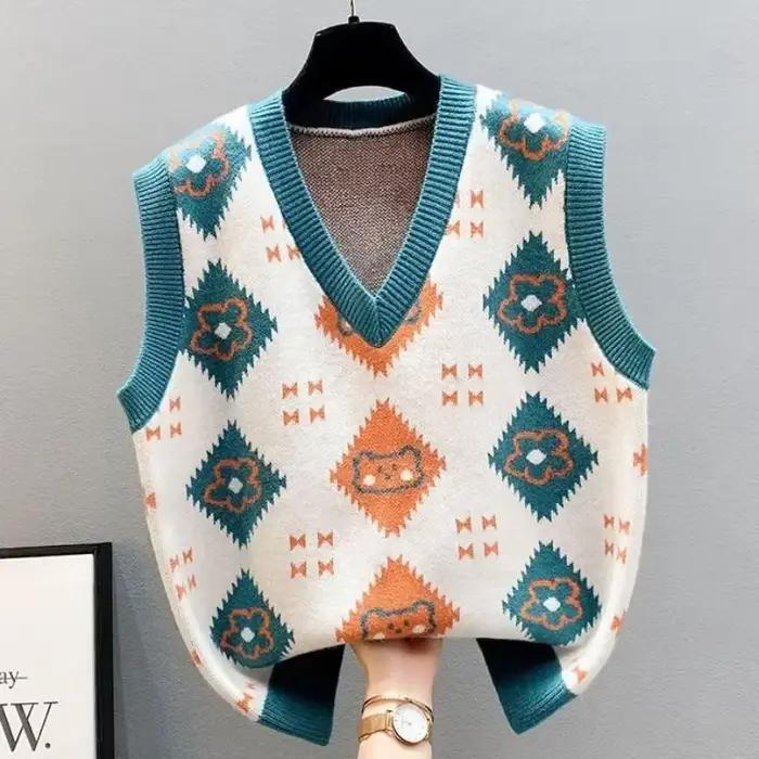 Gilets en tricot à col en v pour femmes