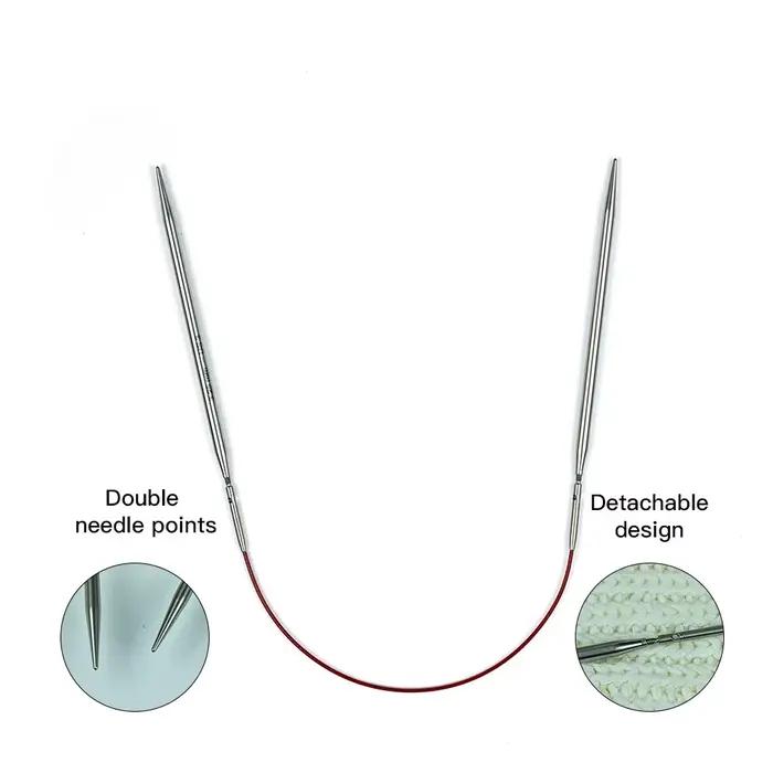 Ensemble de 12 paires d'aiguilles circulaires détachables en acier inoxydable vert armée pour tricoteurs et tisserands occasions spéciales