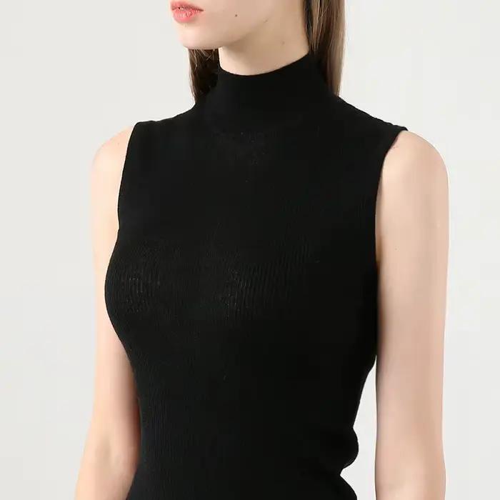 Gilet tricoté noir sans manches