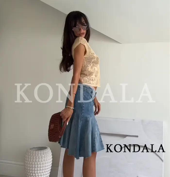 KONDALA Gilet Élégant en Maille Creuse pour Femme