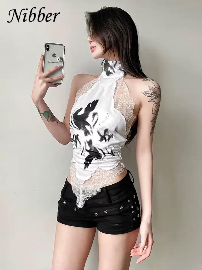 Gilet Décontracté Nibber Style Halter Sans Manches Dos Nu Élégant pour Femmes Occasions Spéciales Polyvalent Tendance