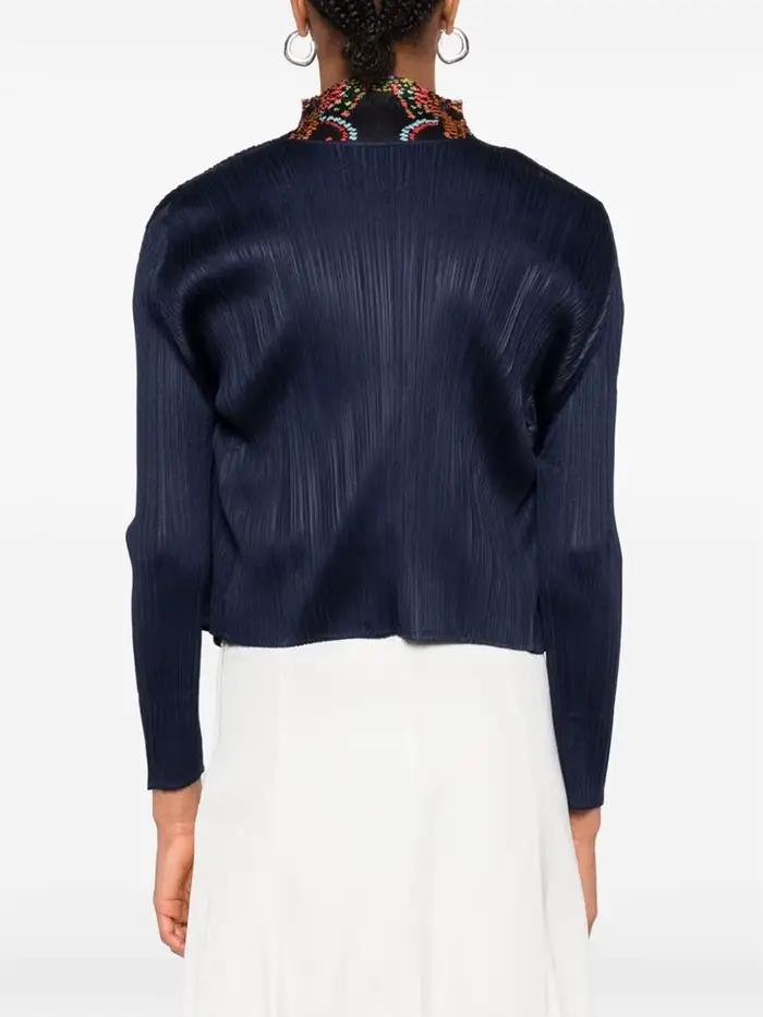 Cardigan plissé à manches longues Miyake, haut d'automne