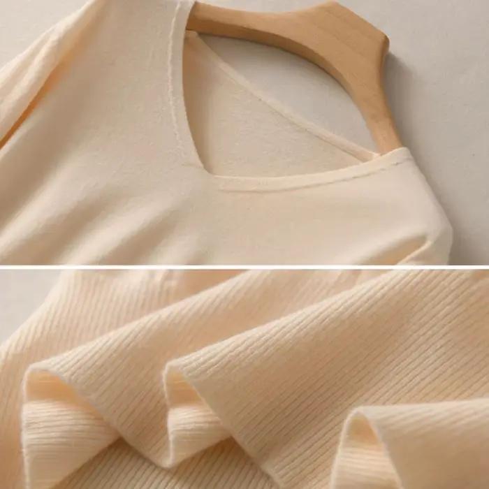 Pull col en V pour femmes, décontracté et chaud, tricoté en polyester et coton, pour automne et hiver, élégant et confortable pour diverses occasions