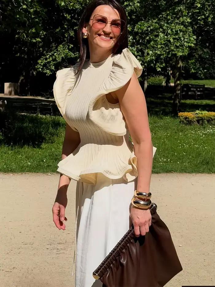 Blouse pull femme en maille côtelée