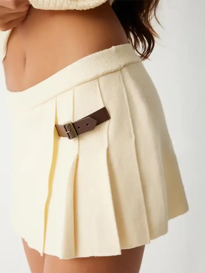 Ensemble cardigan avec jupes courtes plissées pour femmes, col rond, manches longues, pull à simple boutonnage, automne, nouveau, Highstreet, 2024