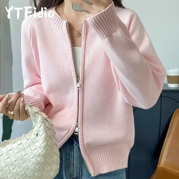 Cardigan en coton YTFidio pour femmes style streetwear col rond fermeture boutonnée printemps automne confortable ocassions spéciales