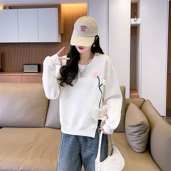 Sweat-shirt à col rond pour femme