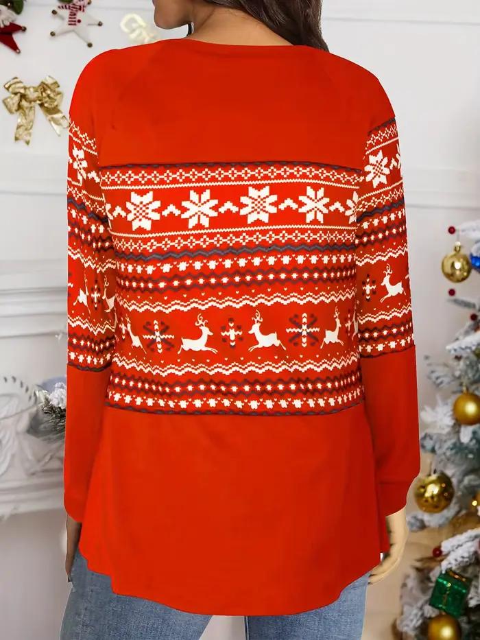 Pull à manches longues imprimé renne de noël