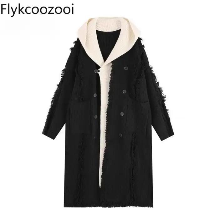 Pull à capuche mi-long pour femme