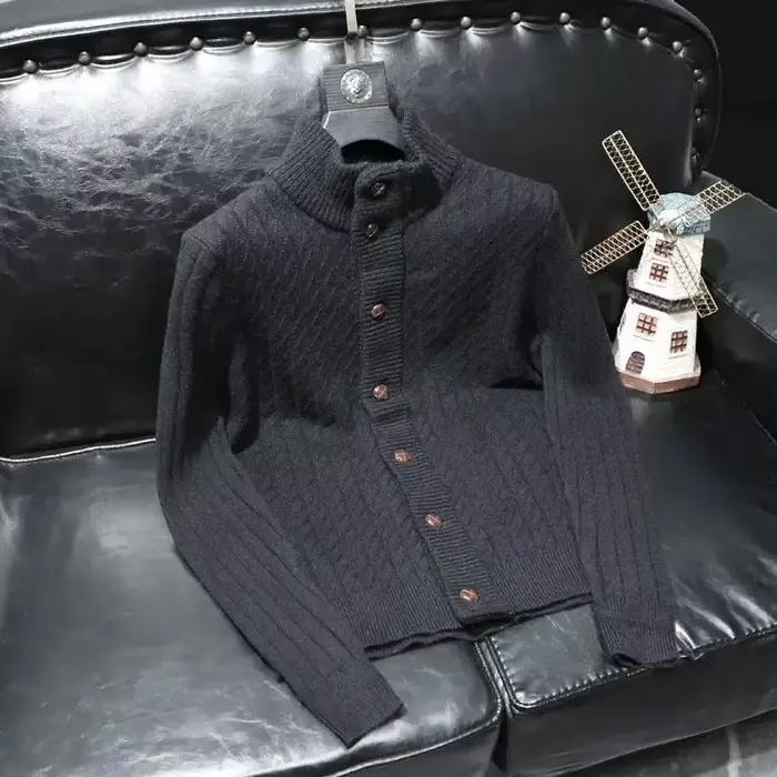 Cardigan à col haut de couleur unie