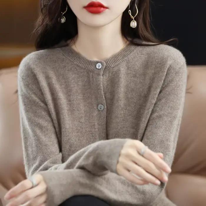 Nouvelle Collection : Cardigan Ouvert Tricoté pour Femme – Col Rond