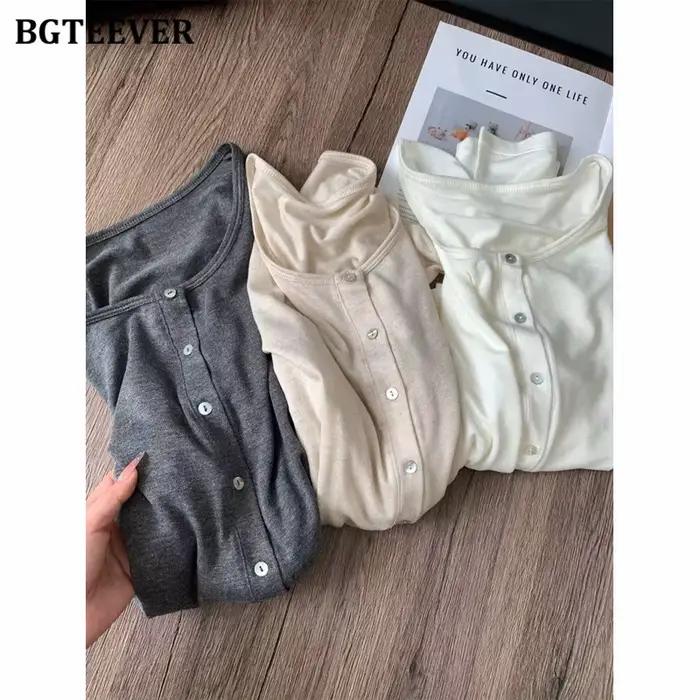 BGTEEVER Cardigan en lin et acétate pour femme
