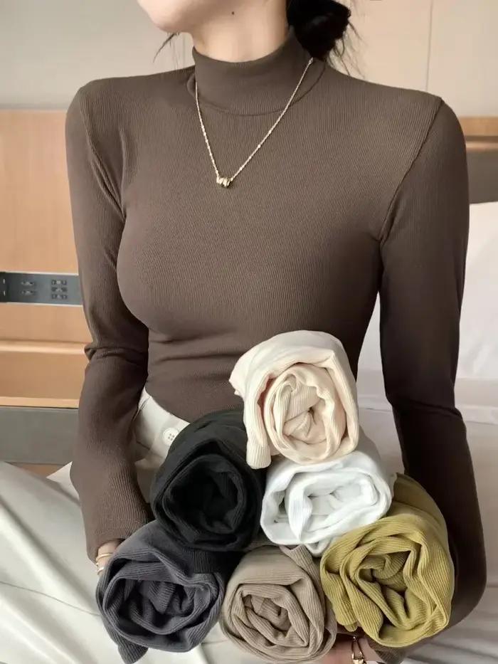 Pull à col roulé à manches longues pour femmes