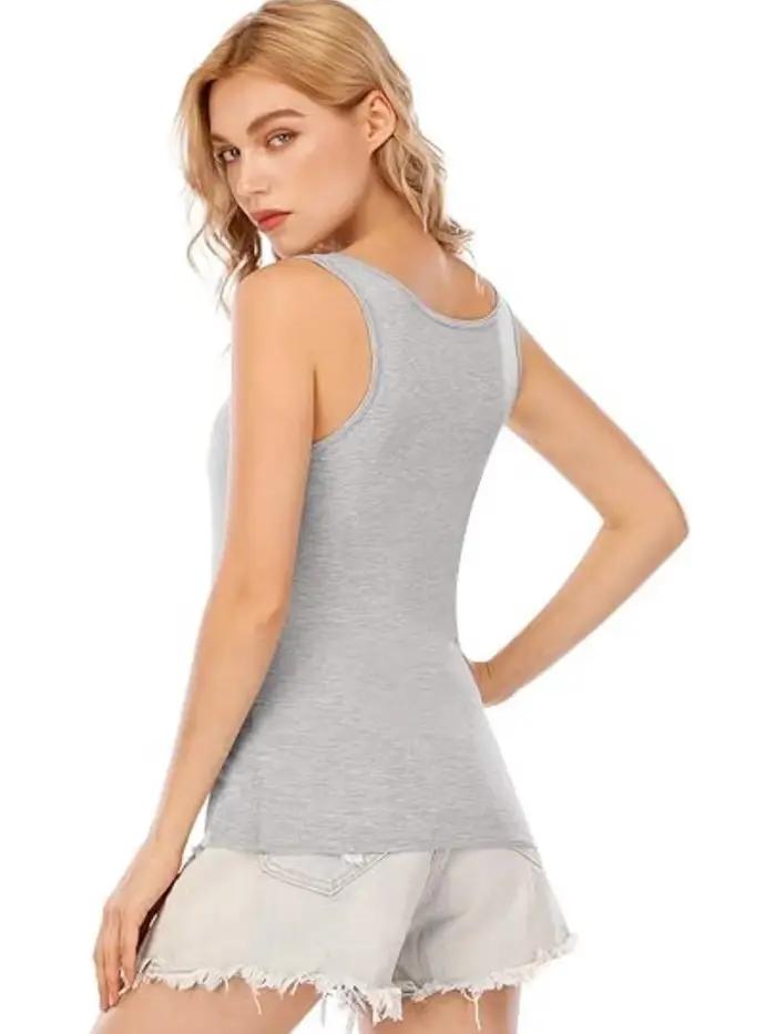 Gilet sans manches en rayonne et élasthanne pour femme, décontracté, couleur unie, hauts tricotés pour activités estivales et loisirs