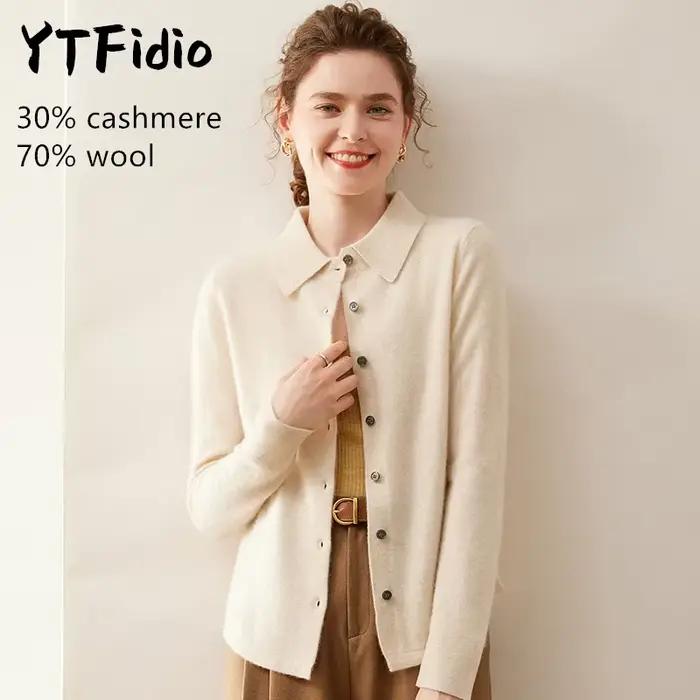 Cardigan en cachemire et laine mérinos décontracté pour femmes, avec boutons, pour toutes les saisons et occasions spéciales