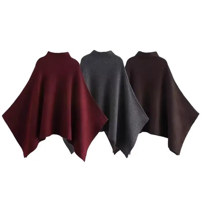 Châle rond pour femme, col montant asymétrique