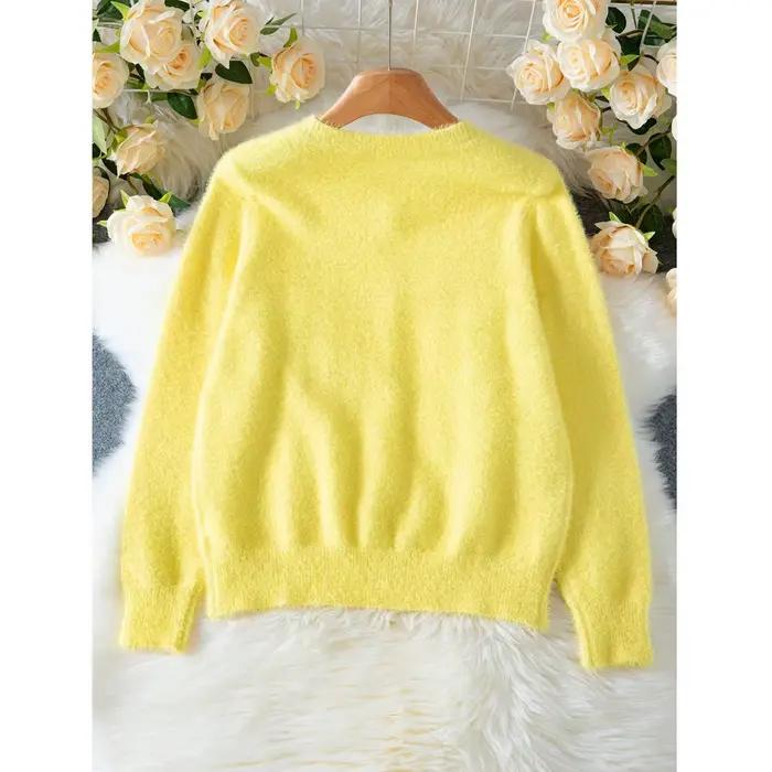Cardigan jaune à manches longues pour femme