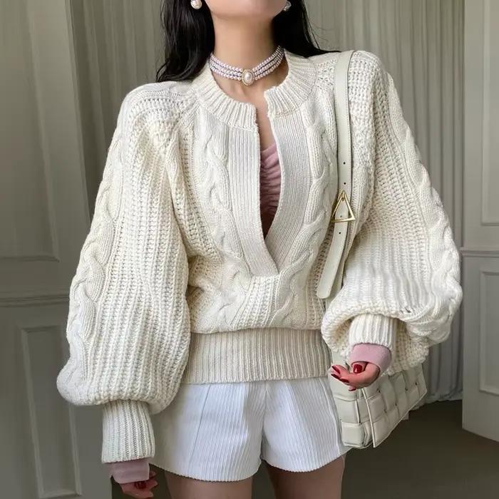Pull à col torsadé pour femme