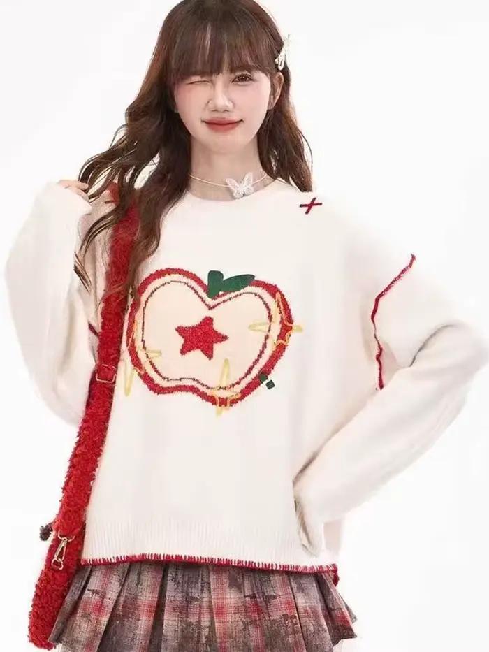 Pull de noël rouge mignon pour femmes