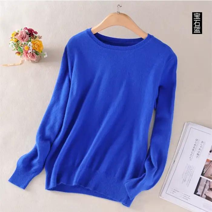 Pull en cachemire super doux pour femme, coton mélangé, basique, col rond, côtelé, pour automne et hiver, à offrir pour femme pour diverses occasions