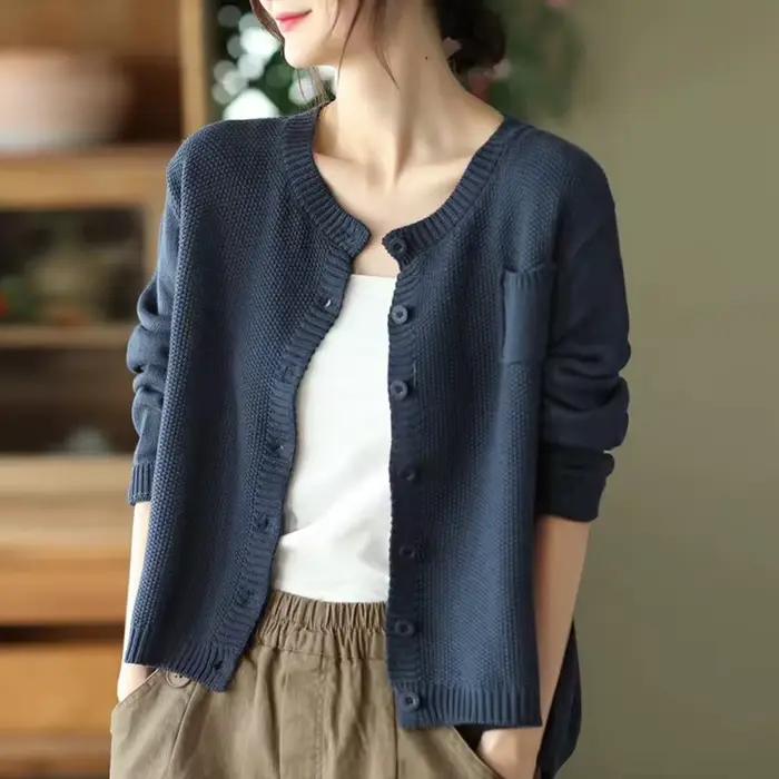 Cardigan tricoté court pour femme
