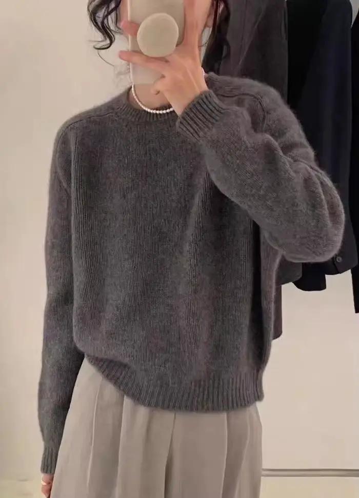 Pull ample décontracté en laine pour femme