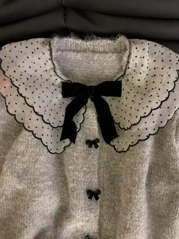 Chandail Kawaii Coquette en polyester et coton pour femmes junior, élégant et doux, style coréen, pour automne et hiver