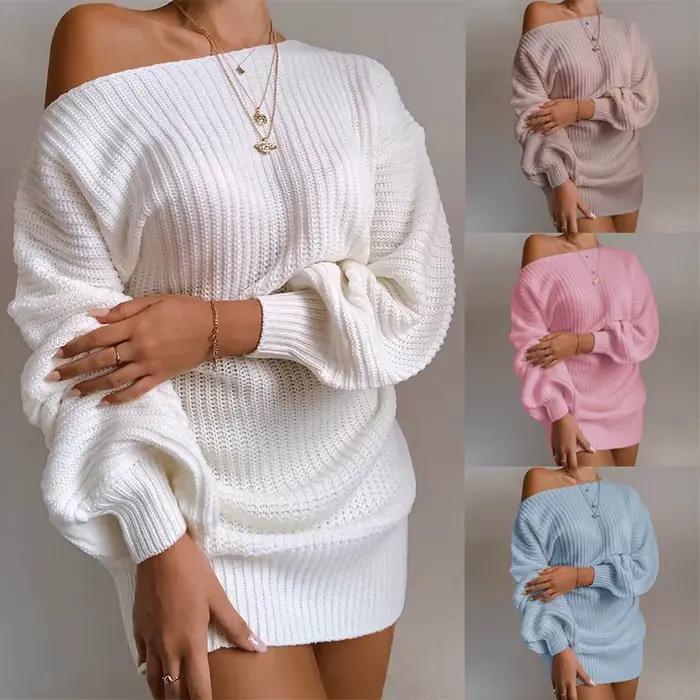Pull pour femmes en polyester et coton avec coupe ample et manches lanternes pour l'automne et l'hiver occassions spéciales