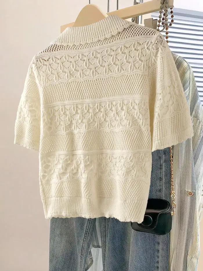 Nouveau pull tricoté multicolore pour femme élégant avec perles pour printemps été et trans-saisons occassions spéciales