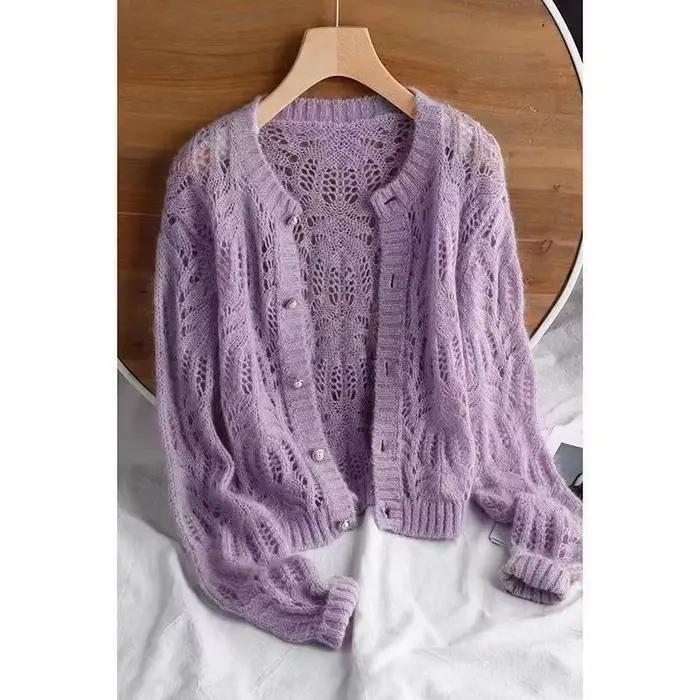 Cardigan court en Mohair pour femme
