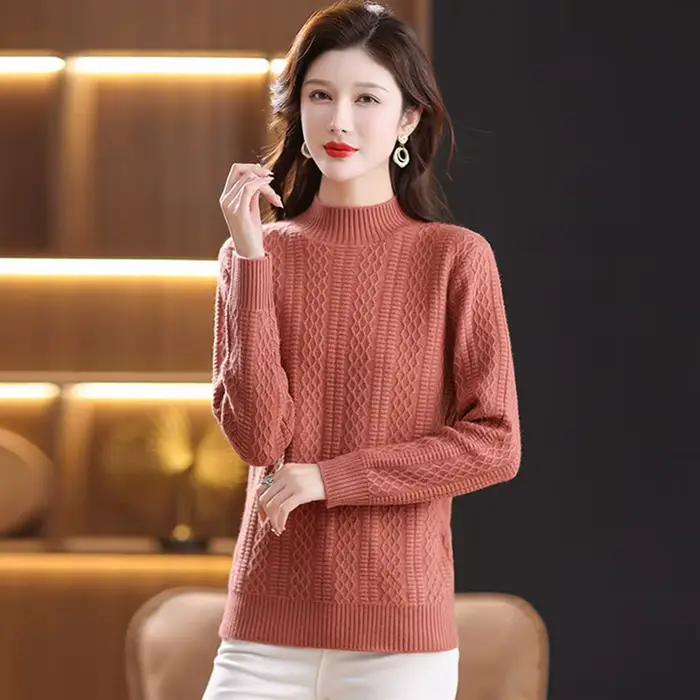 Pull à manches longues tricot doux et chaud pour femmes, couleur unie, nouvelle collection automne hiver 2025, décontracté et élégant, idéal pour les saisons fraîches et les occasions spéciales