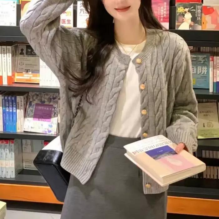Cardigan Vintage à manches longues pour femme